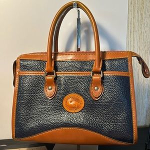 Vintage 80s Dooney & Bourke USA Brown Black Pebbled Leather Bag